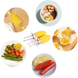 PEOUWNES 8 Paia (16 Pezzi) di Supporti Gialli in Acciaio Inossidabile per Pannocchie di Mais, Spiedini per Grigliare Mais su Griglia, Porta Pannocchie per BBQ - Product Image 3