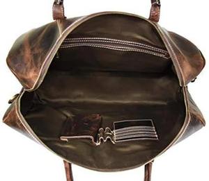 Bolsa de Viaje de Cuero Artesanal Estilo Retro para Fin de Semana, para Hombre y Mujer, Gran Capacidad, Equipaje de Cabina con Cierres YKK LDB-0262 - Product Image 4