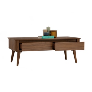 Elegant Durable Portable <b>Walnut</b> Veneer Rectangular Dover <b>Coffee</b> <b>Table</b> Malaysian Oak Legs Easy Assembly for Modern Living Room - Product Image 4
