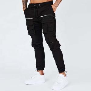 PIHA SPORTS Pantalon cargo noir pour homme en denim de coton, avec logo personnalisé imprimé numériquement, fermeture à cordon de serrage, délavage à la pierre, haute qualité, poches cargo - Product Image 1
