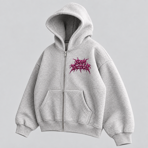 Sam Taktischer Grauer Zip-Up Hoodie Unisex Oversize Baumwolle French Terry Lässige Herbstkleidung Vordere Logo-Tasche Design Großhandelspreis - Product Image 3