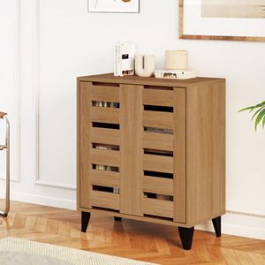 Scarpiera a 4 livelli in stile rustico con elegante anta a persiana per organizzare le tue calzature - Product Image 5