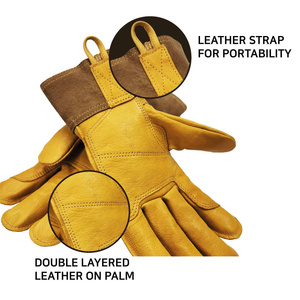 Gants de soudage TIG en cuir de chèvre et de vachette de qualité supérieure, protection industrielle résistante à la chaleur avec manchette longue - Product Image 2