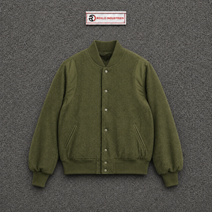 เสื้อแจ็คเก็ตวาร์ซิตี้สีเขียวมะกอกสุดหรู ทรงปกติ ปกคอพับ สีพื้น สวมใส่สบายๆ สำหรับฤดูใบไม้ร่วง พร้อมรับลมหนาว ทันสมัย - Product Image 5