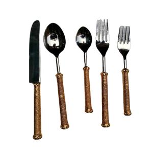 Stainless Steel Cutlery Set of 5 With Brass Handle for Kitchen & <b>Tabletop</b> Best Quality Dinnerware Cutlery Set at Reasonable Cost - Product Image 1