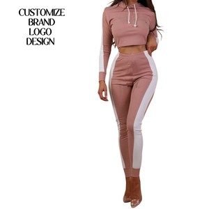 Bangladesh vêtements femmes survêtement ensembles sweats courts survêtement cordon taille décontracté Hoddie athlétique vêtements de travail femmes ensembles - Product Image 6