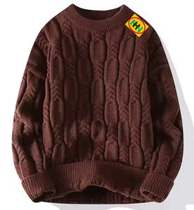 Suéter de lana/acrílico personalizado para hombre, talla grande, cuello tipo almohada, teñido liso, para invierno cálido - Product Image 3