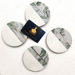 Wholesale factory Stone <b>Coaster</b> Set With Brass Wire Inlay Design 4Inch Diameter Heat Resistant <b>Drink</b> <b>Coaster</b> Non-Slip Placemat - Product Image 3