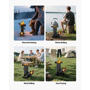 Acciaio al carbonio nero portatile Rocket stufa per il campeggio Backpacking a legna per cucinare all'aperto riscaldamento per il trasporto del campo in giardino - Product Image 3