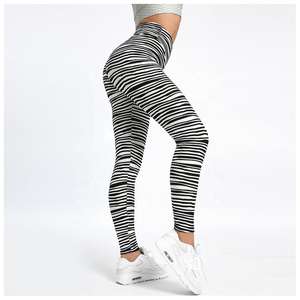Leggings Deportivos de Cintura Alta con Franjas Sublimadas para Mujer, Venta al Por Mayor, Logotipo Personalizado Disponible, OEM - Product Image 3