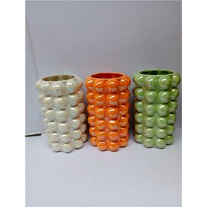 Florero de Metal Blanco Moderno de Lujo con Cuello de Perlas Doradas, Centro de Mesa Decorativo Nórdico de Hierro, Maceta Floral para Decoración del Hogar y Bodas - Product Image 4