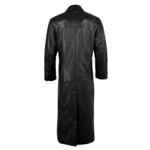 Men's Genuine Napa Leather <b>Duster</b> <b>Coat</b> Classic Black Long Leather Trench <b>Coat</b> Premium Winter Overcoat ODM Wholesale Manufacturer - Product Image 3