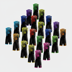 Tenue de basket-ball tendance pour équipes de lycée, uniforme d'entraînement en mesh, kit sportif doux et décontracté pour hommes - Product Image 1