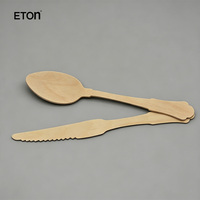Cuillères à soupe en bois biodégradables écologiques, style baroque vintage premium, manche long de 200 mm en bois de bouleau
