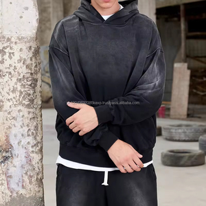 เสื้อฮู้ดผ้าบาติกแบบเก่าสำหรับผู้ชายเสื้อฮู้ดแบบหลวมแขนยาวโอเวอร์ไซส์ผ้าฝ้าย100% น้ำหนักมากสำหรับ420gsm - Product Image 1