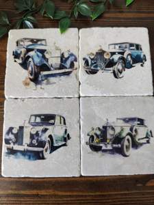 Sous-verres en marbre pour voitures vintage, sous-verres classiques pour la décoration de la maison, sous-verres pour boissons - Product Image 6