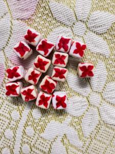 Wholesale Lampwork Millefiori Glass <b>Beads</b> | 12 Square <b>Red</b> Flower Inlay Oval <b>Beads</b> in Box for Jewelry Making - Product Image 2