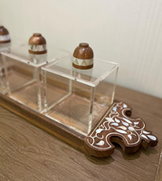 Acrylique fait à la main Ramadan Eid cadeau forme Rectangle acacia bois vadrouille incrustation plateau de service nacre Dessert plateau de service