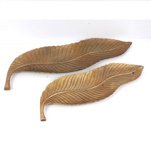 Haute qualité couleur or aluminium feuille forme plateau à la main décoratif plateau de service pour cuisine fête Table décor élégant feuille - Product Image 3