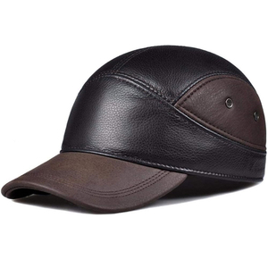 Professional Manufacture Genuine Leather Baseball Cap Embroidered Adjustable Snapback Outdoor Streetwear - Product Image 1
