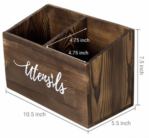 Moderno Organizador de Cubiertos de Madera Maciza de un Solo Nivel con Compartimentos para Utensilios de Cocina - Product Image 3