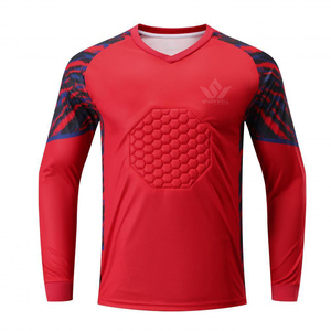 Maillot de football à manches longues pour homme, col en V, rembourré, imprimé géométrique, respirant, anti-humidité, polyester, uniforme de gardien de but personnalisé - Product Image 4
