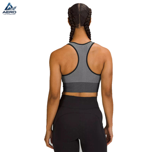 Ropa de yoga ecológica de color gris, el mejor proveedor, servicio OEM, ropa deportiva para gimnasio, sujetador de compresión de nailon y spandex. - Product Image 2