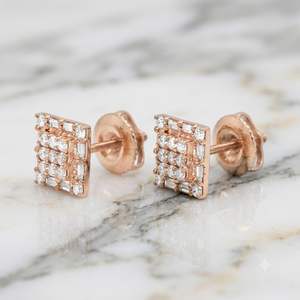 Boucles d'oreilles créoles tendance SHRAMAN DIAMOND en or jaune 10K avec diamants de laboratoire taille baguette, pour femmes et enfants, idéales pour les fiançailles - Product Image 3