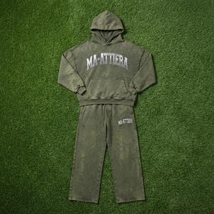 Conjunto de Chándal de Dos Piezas para Hombre: Sudadera con Capucha Oversize Lavada y Desgastada y Pantalones de Chándal de Pierna Ancha Estilo Urbano - Product Image 6