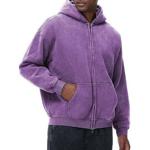 Sudadera con Capucha y Cremallera para Hombre, Color Morado, Corte Regular, Estilo Casual, Tejido de Algodón para Otoño - Product Image 6