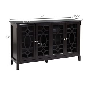 "Contemporary Brass-Handled Espresso <b>Sideboard</b> Console with Glass Doors for Villa & Farmhouse Living" - Product Image 3