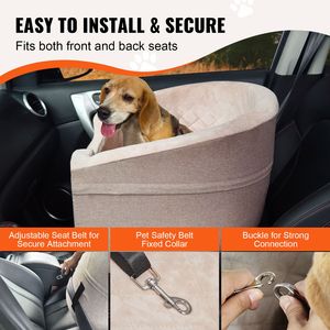 Sedile Rialzato Impermeabile per Cani da Auto con Tasca Portaoggetti e Guinzaglio di Sicurezza, Letto per Cani da Auto con Applicazione a Forma di Pecora - Product Image 4