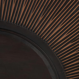 Cabecero de Cama King Size Cal, Pintado a Mano, con Tallado en Madera de Ingeniería, Diseño de Medio Sol Marrón, Decoración de Cama Tallada a Mano - Product Image 4