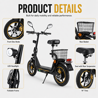 M5 ELITE 48V 500W Yetişkinler İçin Oturmalı Elektrikli Scooter, Arka Sepetli Katlanabilir E-Scooter, Avrupa için CE EEC Sertifikalı