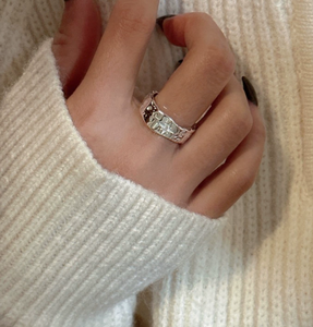 Anillo de Compromiso de Plata de Ley S925 Estilo Coreano con Textura de Estrella de Seis Puntas, Diseño Simple - Product Image 3