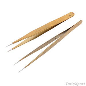 Pince à épiler de précision en forme de C, pointe dentelée, acier inoxydable, courbée, longueur 10 mm, pour extensions de cils 3D volume - Product Image 2