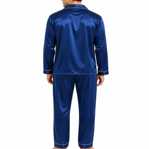 Pijamas de satén de seda para hombre, traje de dormir de manga larga, conjunto de ropa de dormir cómoda, tela suave, ajuste cómodo, tela transpirable y lisa - Product Image 2
