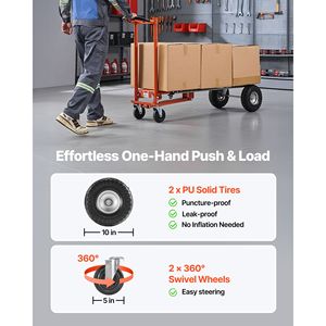 Carretilla de Mano Convertible 4 en 1, Capacidad de 450 kg, Modo de 4 Ruedas, Mango y Ruedas Antideslizantes, Carretilla de Aluminio para Mudanzas - Product Image 3