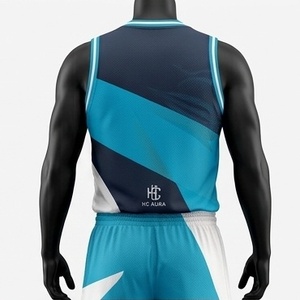 Uniforme de Baloncesto Unisex de Alta Demanda, Azul y Verde, Sublimado, Cuello en V, Sin Mangas, Absorbe la Humedad, Ajuste Atlético, Logotipo Personalizado - Product Image 2