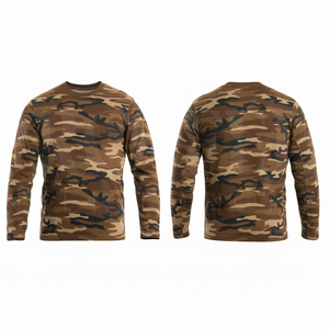 Wholesale Clothing Manufacturer Apparel <b>Camouflage</b> Long Sleeve Crew Neck <b>T</b> <b>Shirt</b> Men's Workwear Breathable Cotton Camo <b>T</b> <b>Shirts</b> - Product Image 3