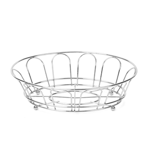 Panier à fruits en métal de bureau à prix de gros, panier de rangement portable pour pain et fruits, panier à fruits ovale noir et argenté - Product Image 2