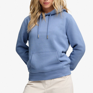 <b>Women's</b> Solid <b>Blue</b> Hooded Pullover Sweatshirt Long Sleeve <b>Hoodie</b> Front Pocket Plain Dyed Regular Fit Autumn - Product Image 1