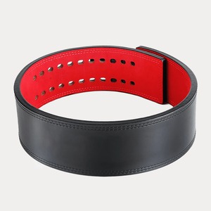 Ceinture de musculation réglable robuste en cuir de vachette noir à motif nuage rouge, protection professionnelle et soutien lombaire pour la force - Product Image 2