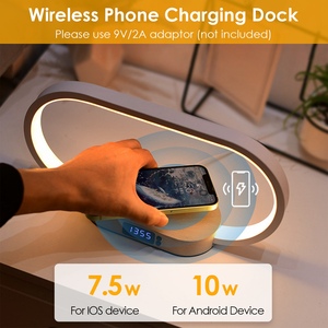 1 Set lampada da scrivania a LED dimmerabile Touch Control comodino lampada da lettura con comodino di ricarica Wireless orologio di ricarica - Product Image 1