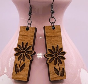 Boucles d'oreilles pendantes en bois rondes minimalistes pour femme, faites à la main, style rustique, pour fêtes et usage quotidien, bijoux fantaisie - Product Image 6
