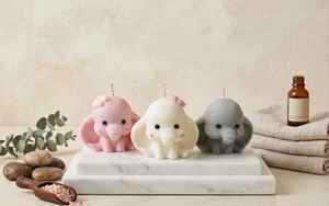 Soy Blend Elephant Shaped Handmade Fruity Scented Art Candle Baptism <b>Gift</b> Luxury Cute Birthday Customize <b>Box</b> Available - Product Image 6