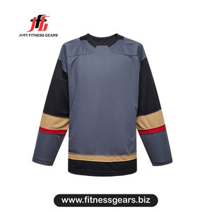 Camiseta de Hockey sobre Hielo Personalizada, Azul y Naranja, Cuello en V, Manga Larga, Poliéster que Absorbe la Humedad, Ropa Deportiva para Hombre Adulto - Product Image 3