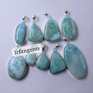 Colgante de latón con larimar, gema de primera calidad, larimar 100% natural, cabujón de larimar, gema suelta para la elaboración de joyas, piedra de larimar - Product Image 2