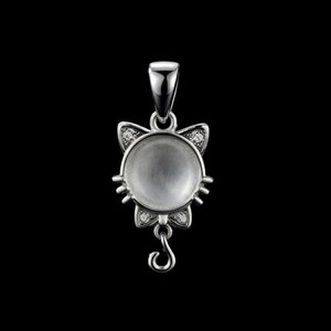 925 Sterling Silver 12mm Cat Face <b>Blank</b> Bezel Pendant Resin Ashes & Breastmilk Keepsake Pendant Setting Memorial <b>Pet</b> Cat - Product Image 1