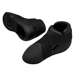 Black Faux Leather Boxing Shoes with <b>Red</b> Elastic Bands Shock Resistant <b>High</b> <b>Top</b> Training Footwear - Product Image 4